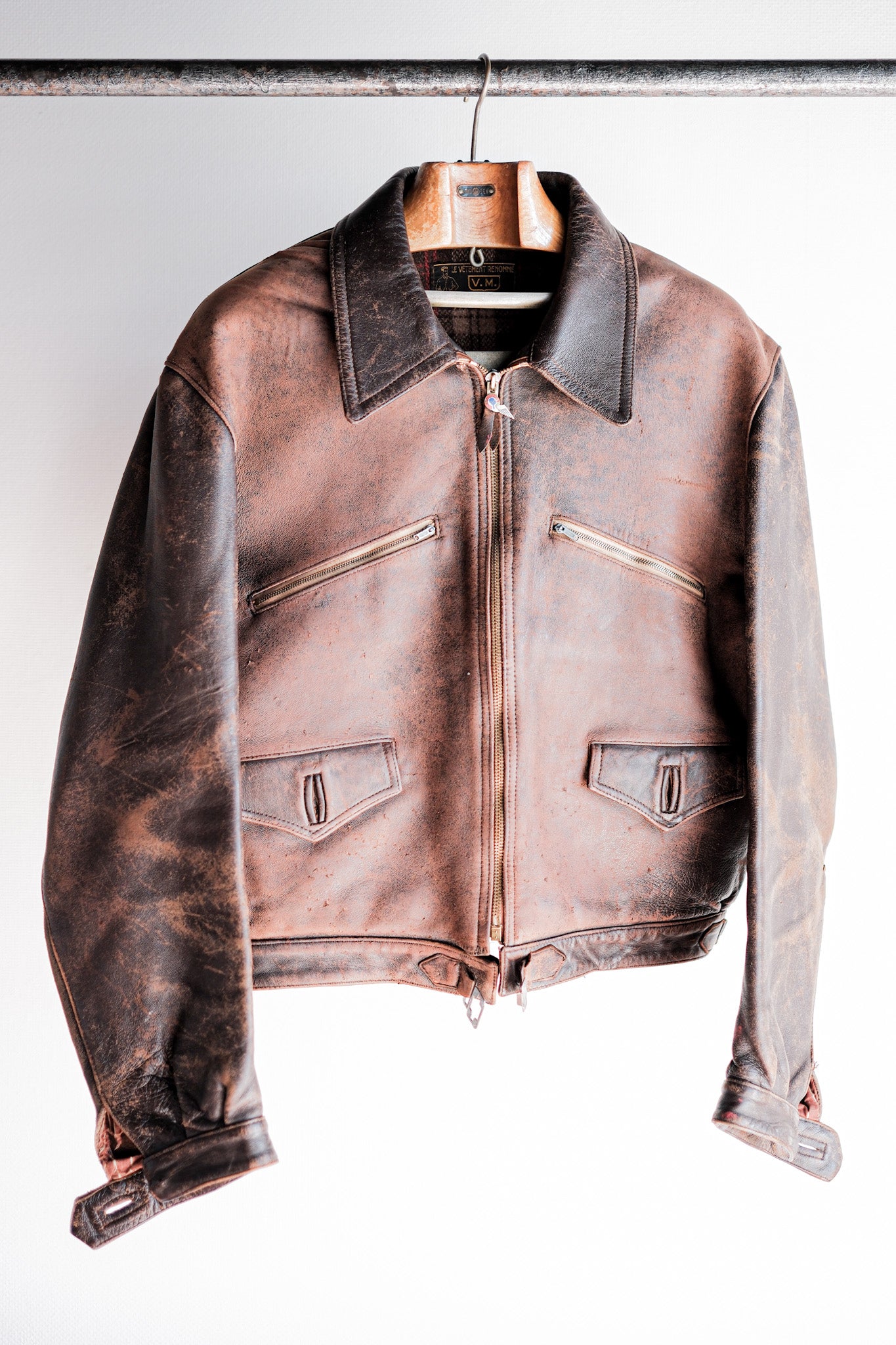 [〜40年代]法國老式哈特曼類型皮夾克
