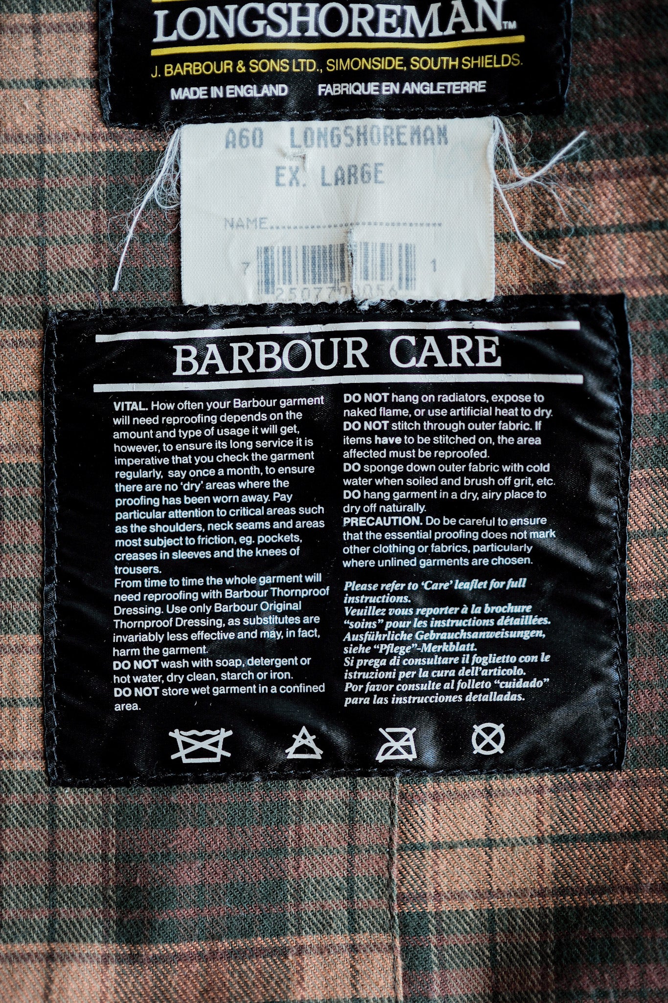 ［~90’s］Vintage Barbour “LONGSHOREMAN” 3 Crest Size.EX LARGE