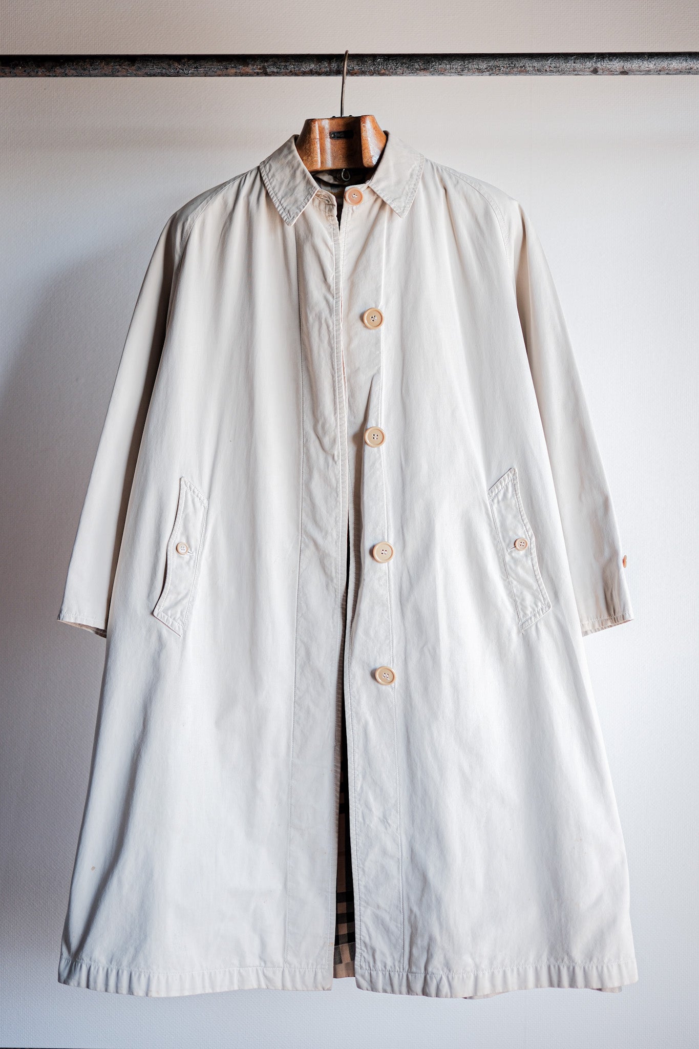 [~50 年代] 復古 Burberrys 單件插肩袖 Balmacaan 外套 C100 女士“法國製造”