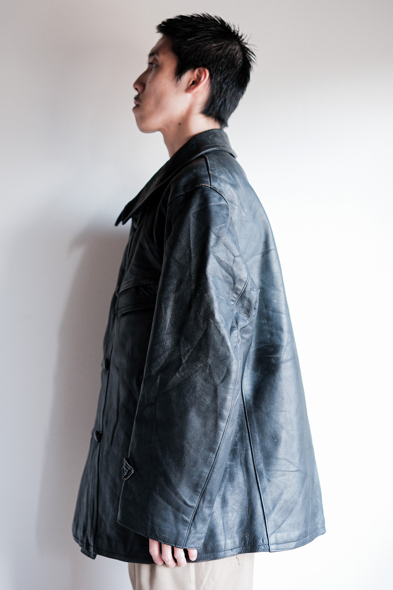 [~ 60's] French Vintage Le Corbusier Leather Work Jacket Size.56