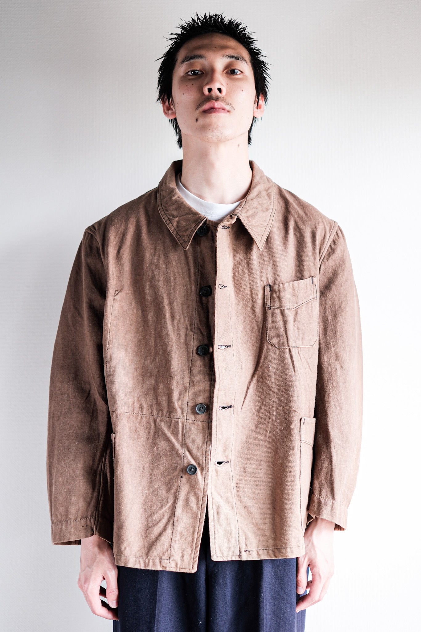 【~40's】French Vintage Brown Cotton Twill Work Jacket