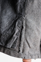[~30's] French Vintage Grey Wool Hunting Jacket With Chin Strap "Boro"