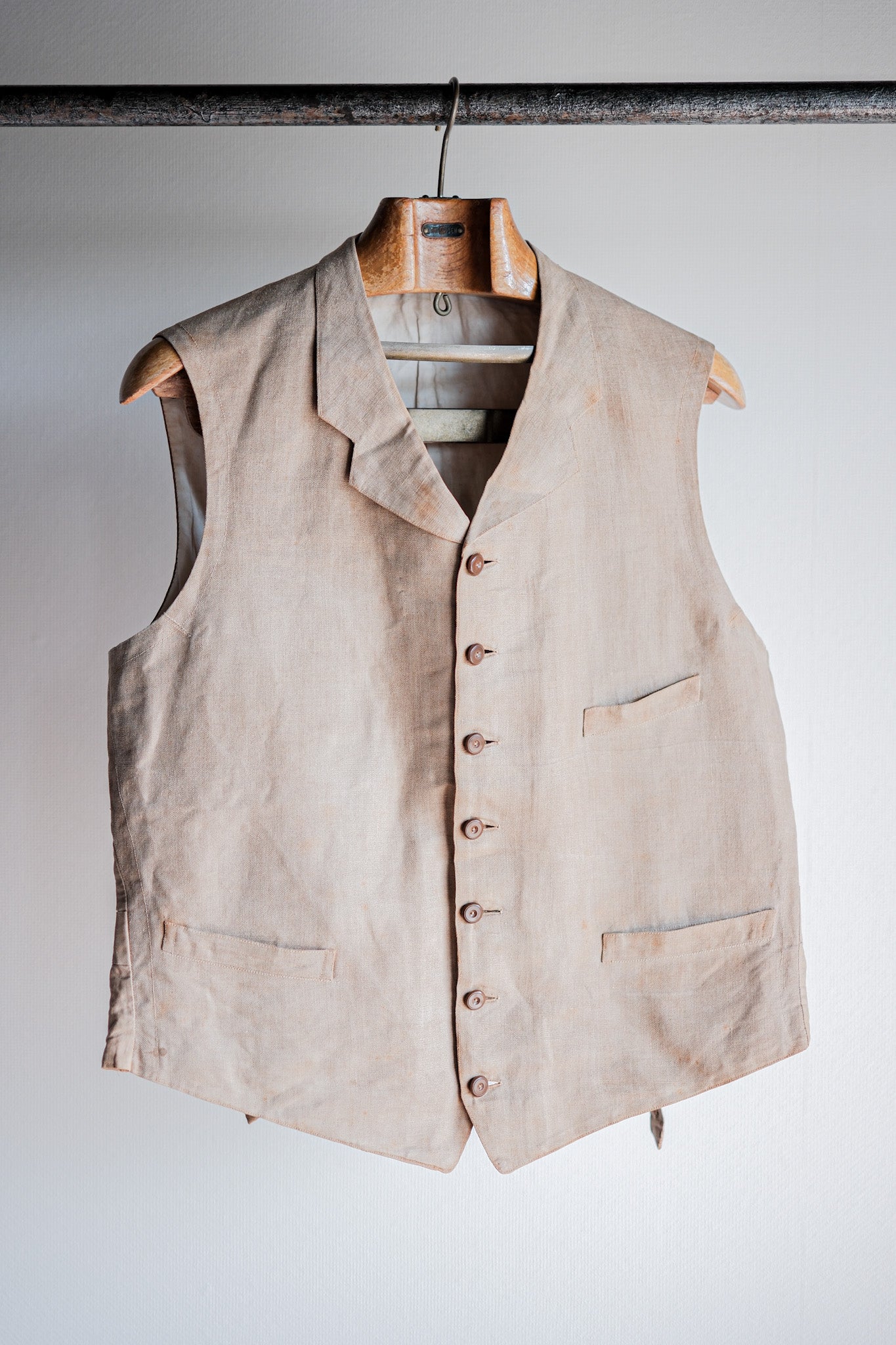 ［~40's］French Vintage Linen Work Gilet