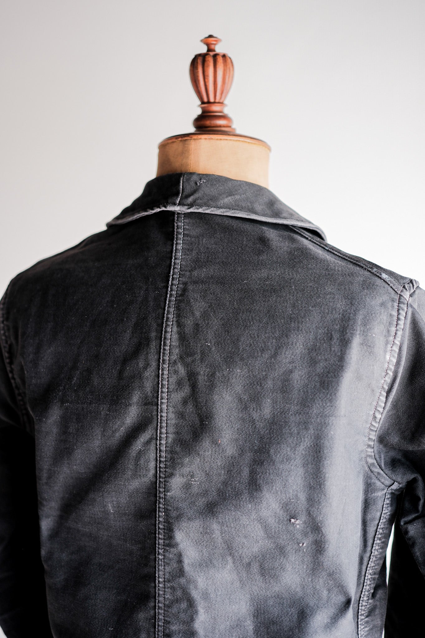 [~ 40's] Veste de travail de moleskin noires vintage française "Adolphe Lafont"