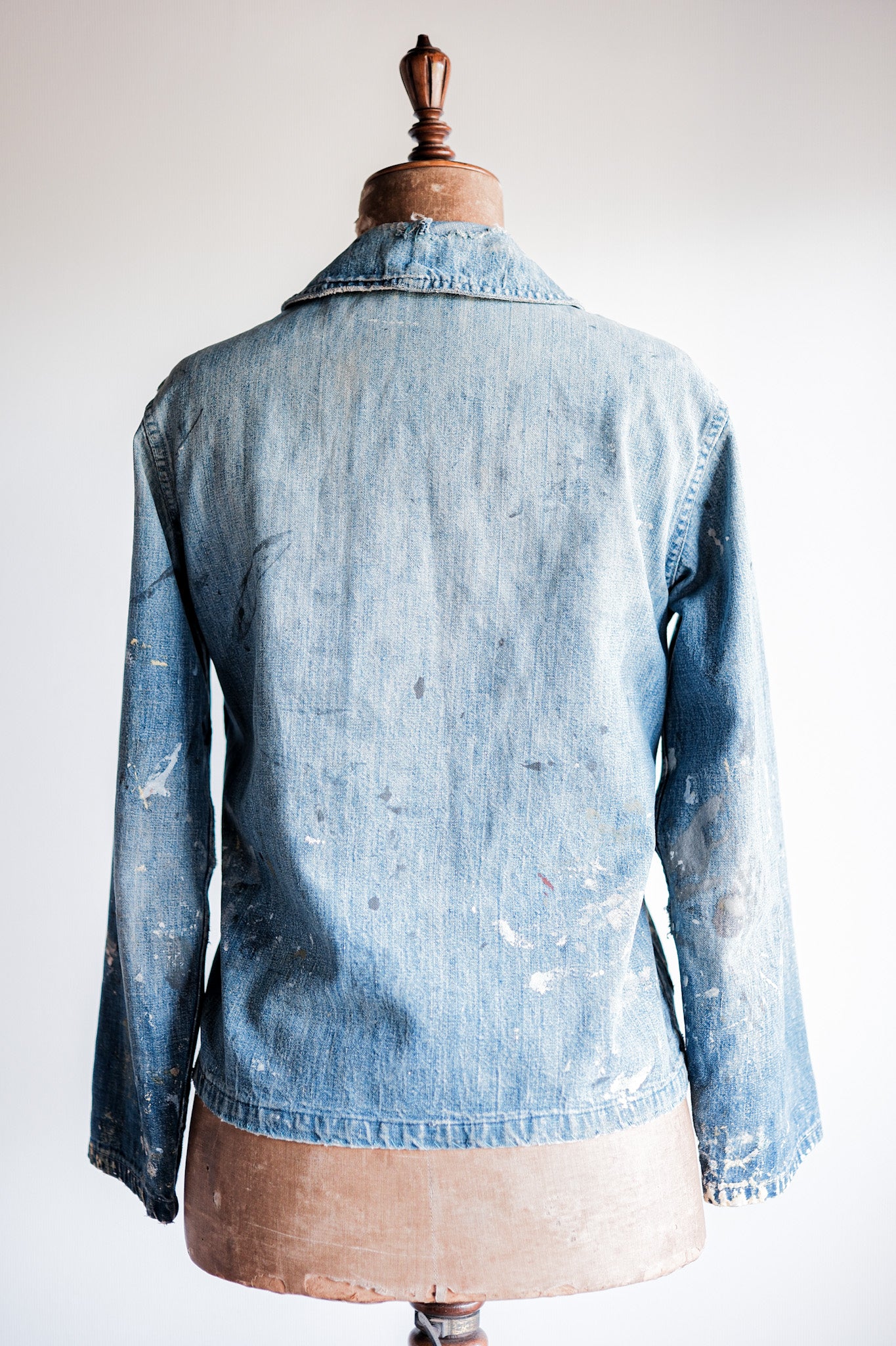［~40’s］U.S.NAVY Shawl Collar Denim Coverall “Crazy Paint”