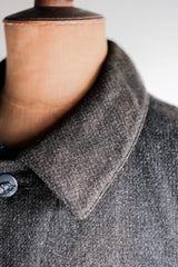 [~30's] French Vintage Grey Wool Hunting Jacket With Chin Strap "Boro"
