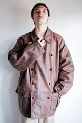 【~80's】Italian Vintage Double Breasted Leather Jacket Size.52
