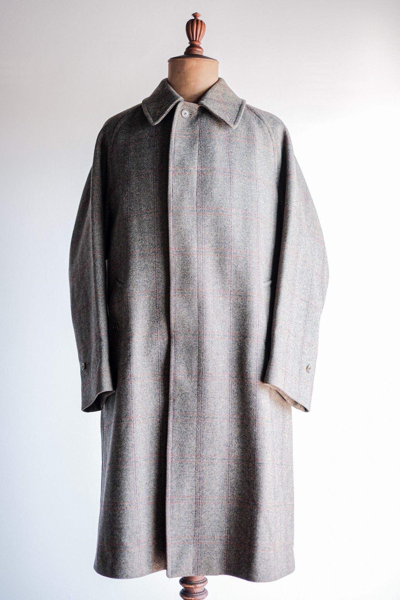 [~ 80's] Vintage Burberrys Single Ragle Raglen HBT Wool Balmacaan Coat Size.38r "Saddle Tweed" "Hespen Mode-Sport Bremen