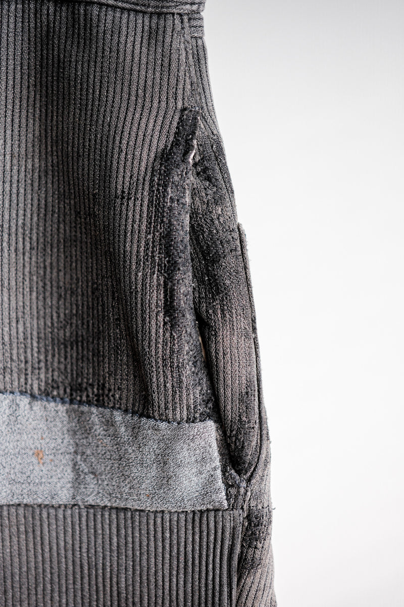 [~ 40's] French Vintage Grey Cotton Pique Work Ows "Patchwork"