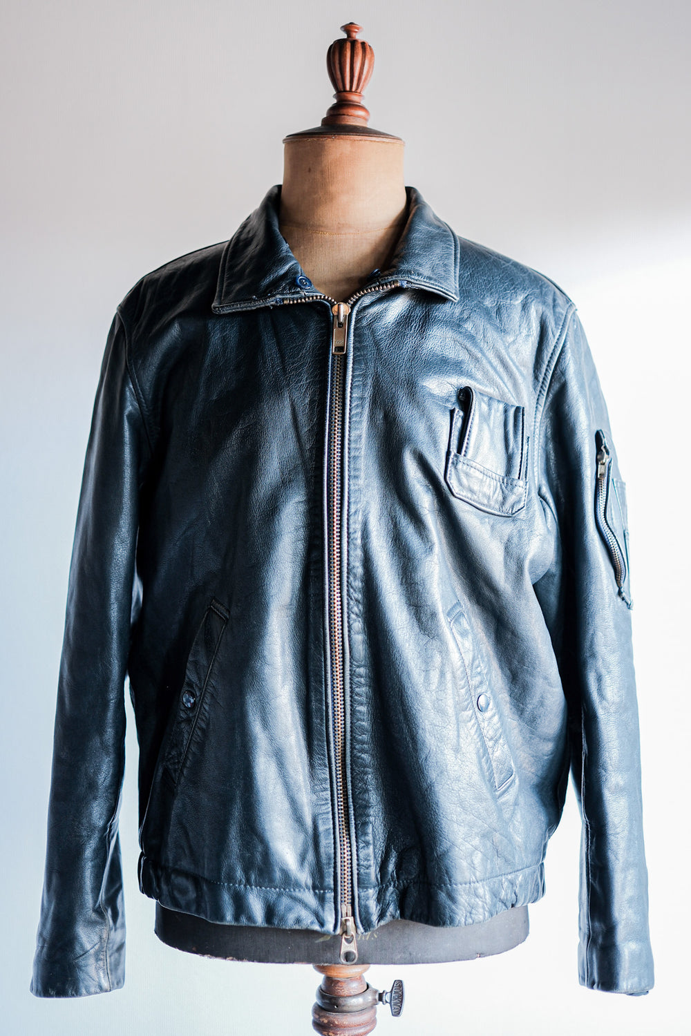 【~80's】French Air Force Pilot Leather Jacket Size.48 "Civilian Type"