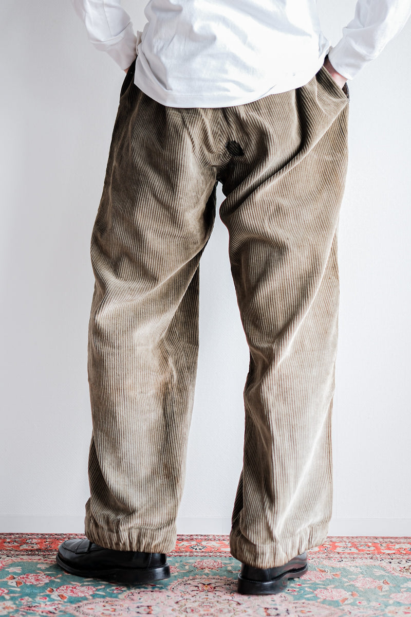 【~40's】French Vintage Brown Corduroy Work Pants "Boro"