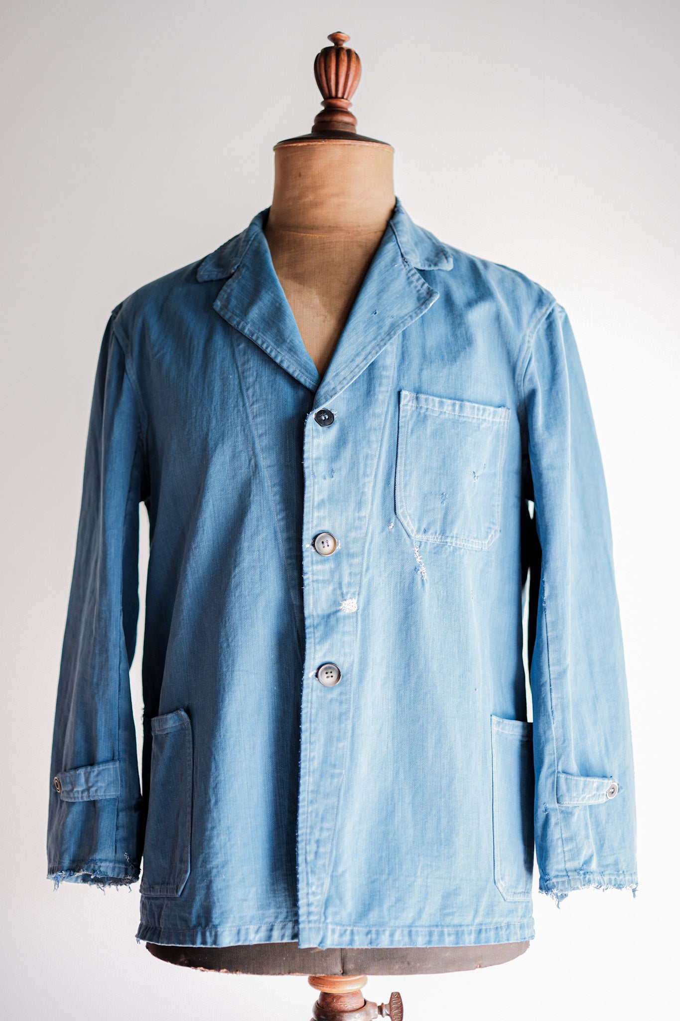 [〜40年代]法國復古靛藍棉花翻領夾克