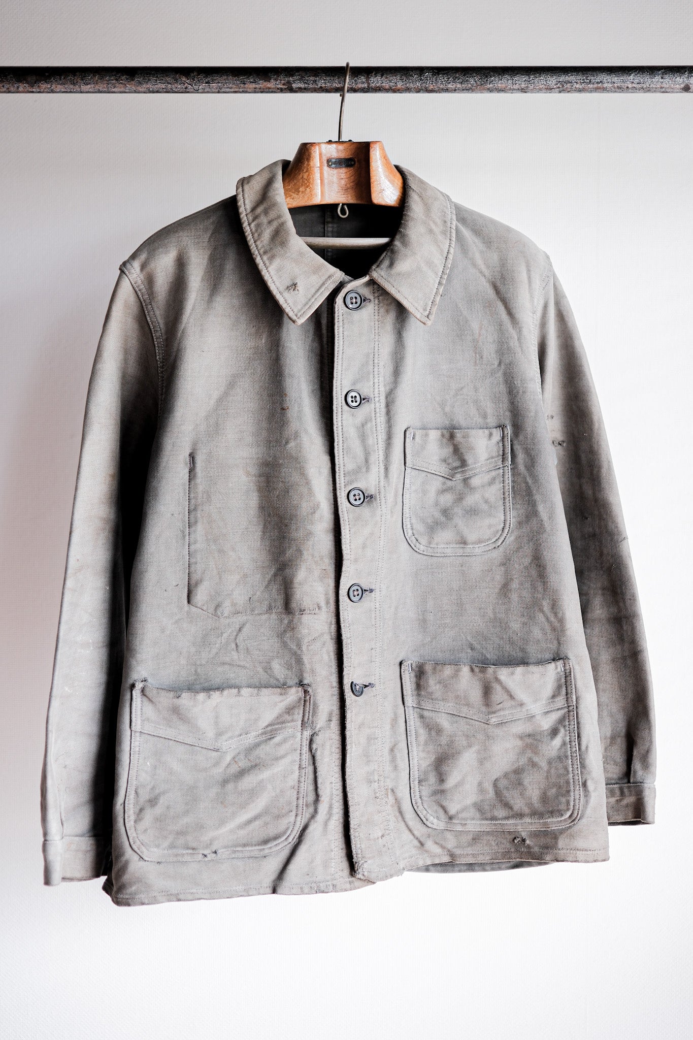 ［~40's］French Vintage Black Moleskin Work Jacket "Adolphe Lafont"