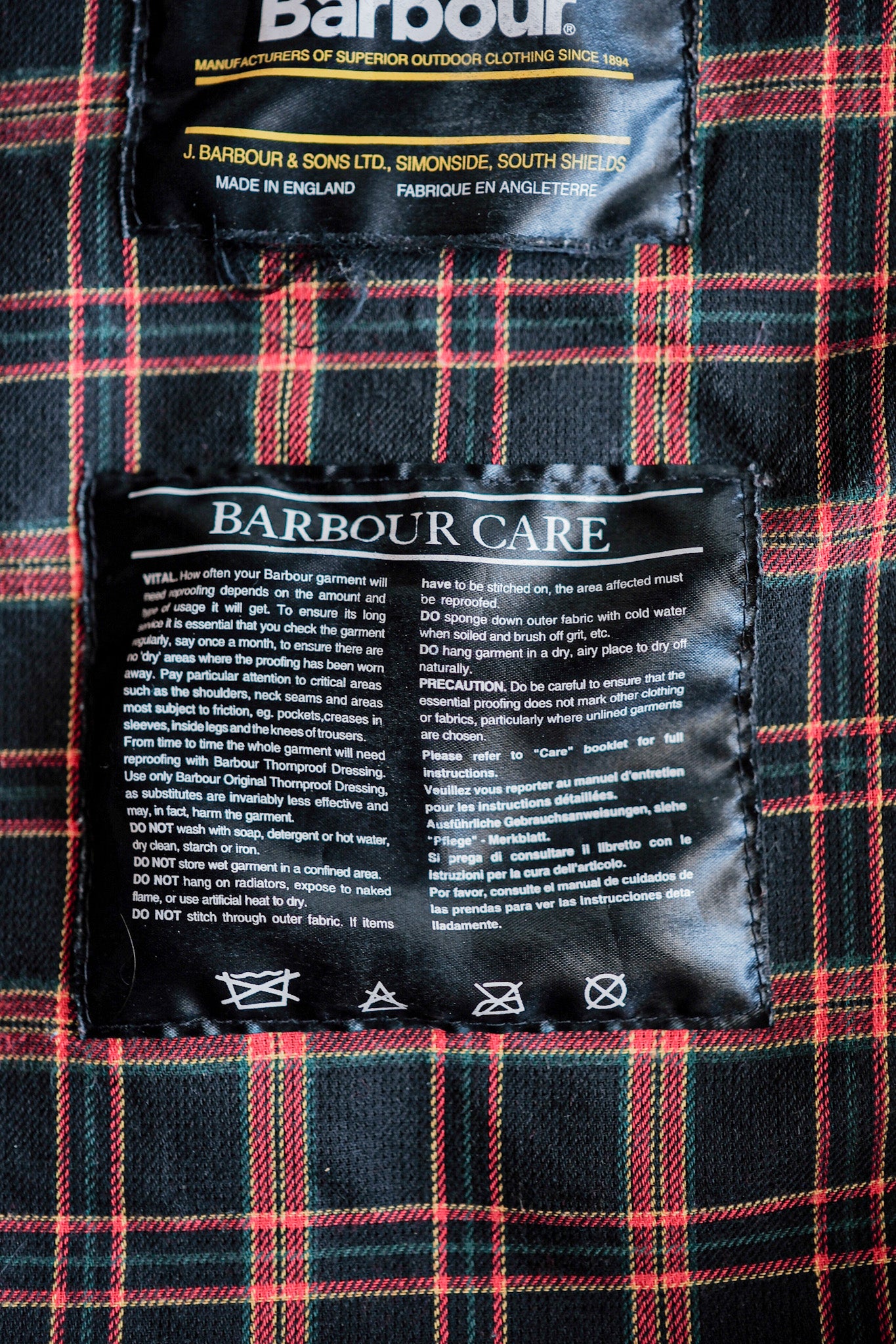 [~ 90's] Vintage Barbour "Beacon Jacket" 3 Crest "Unusual Lining"