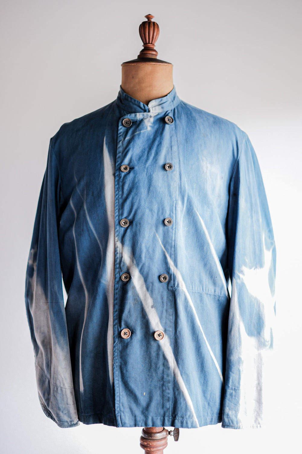 Indigo Cotton Twill Double Breasted Work Jacket "KARIM HADJAB" "4Seasons"