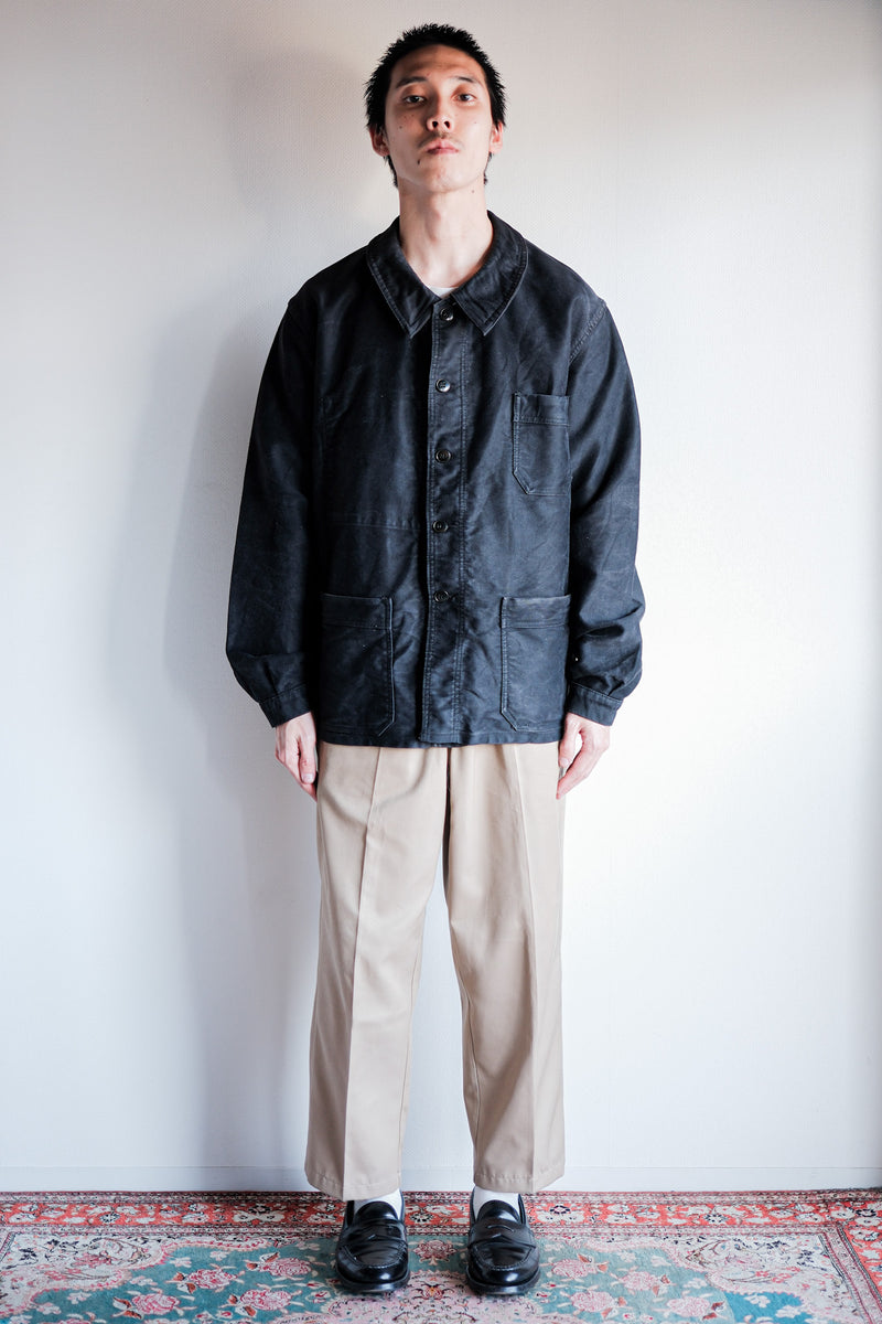 60's】French Vintage Black Moleskin Work Jacket Size.50 – VIEUX ET