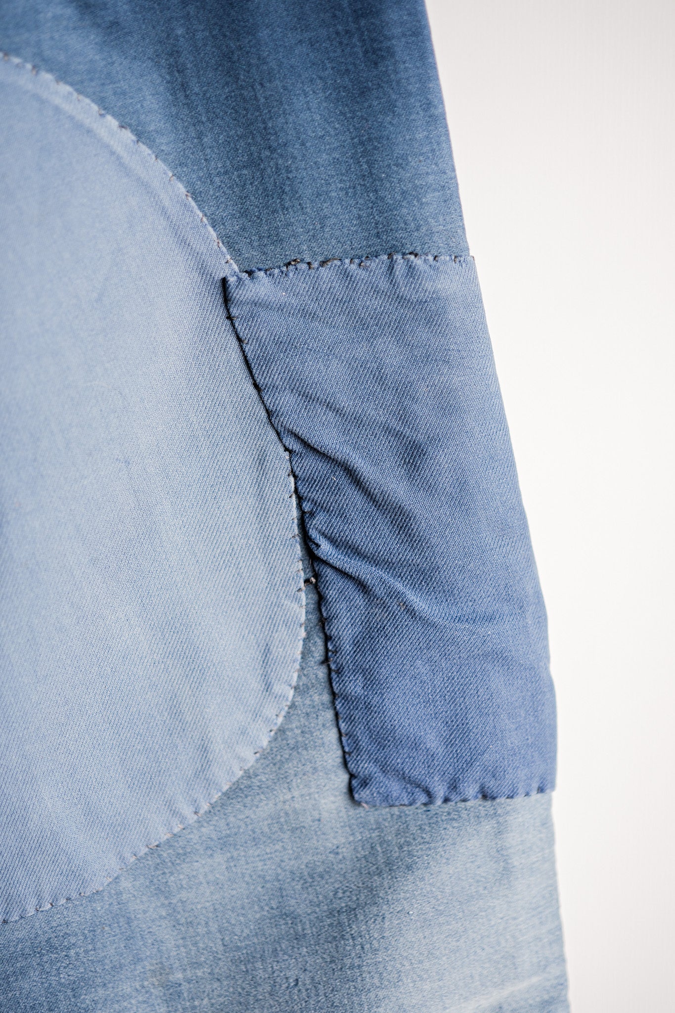 【~30's】French Vintage Blue Moleskin Work Pants "Patchwork"