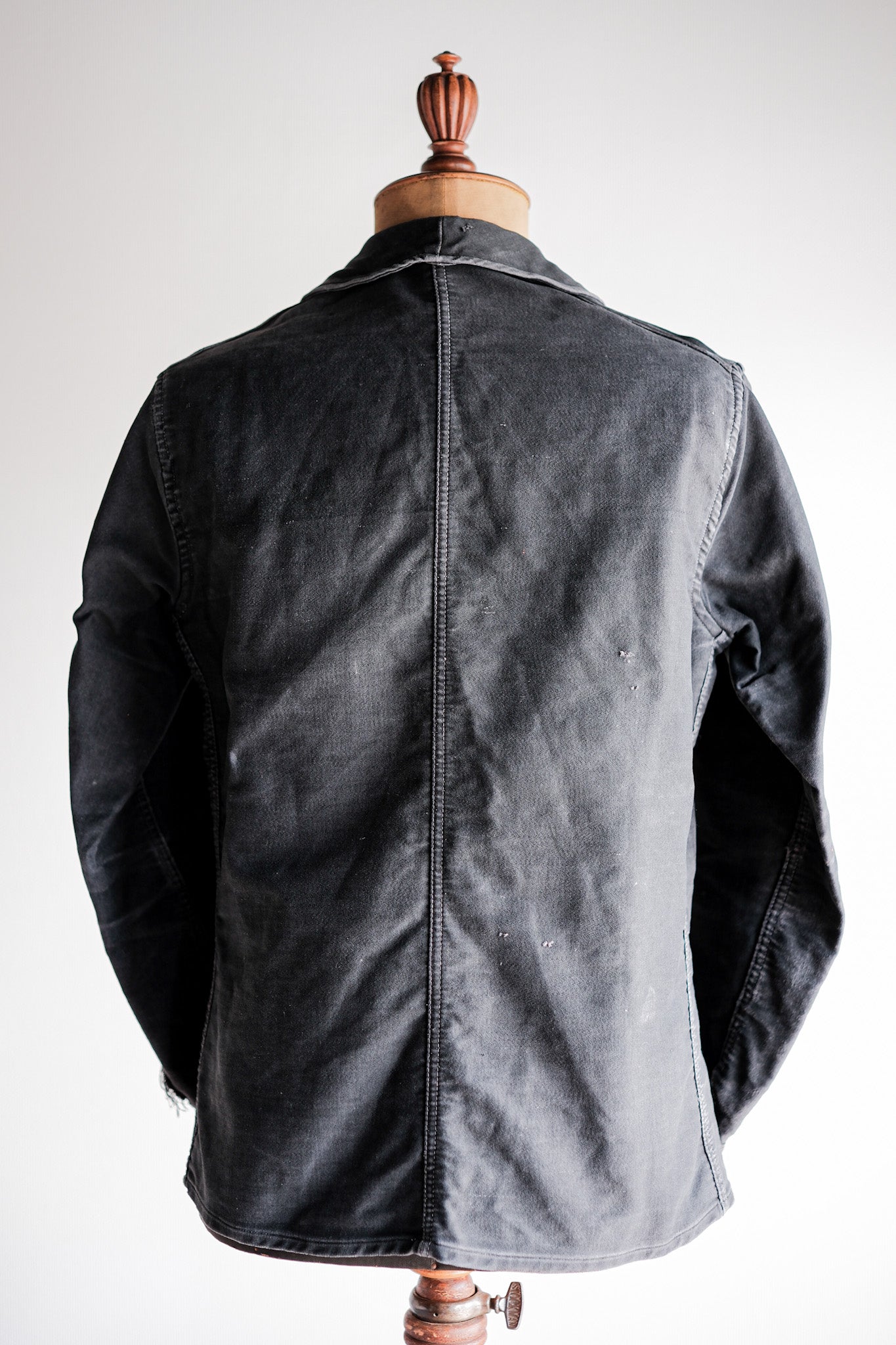 [~ 40's] French Vintage Black Moleskin Work Jacket "Adolphe Lafont"