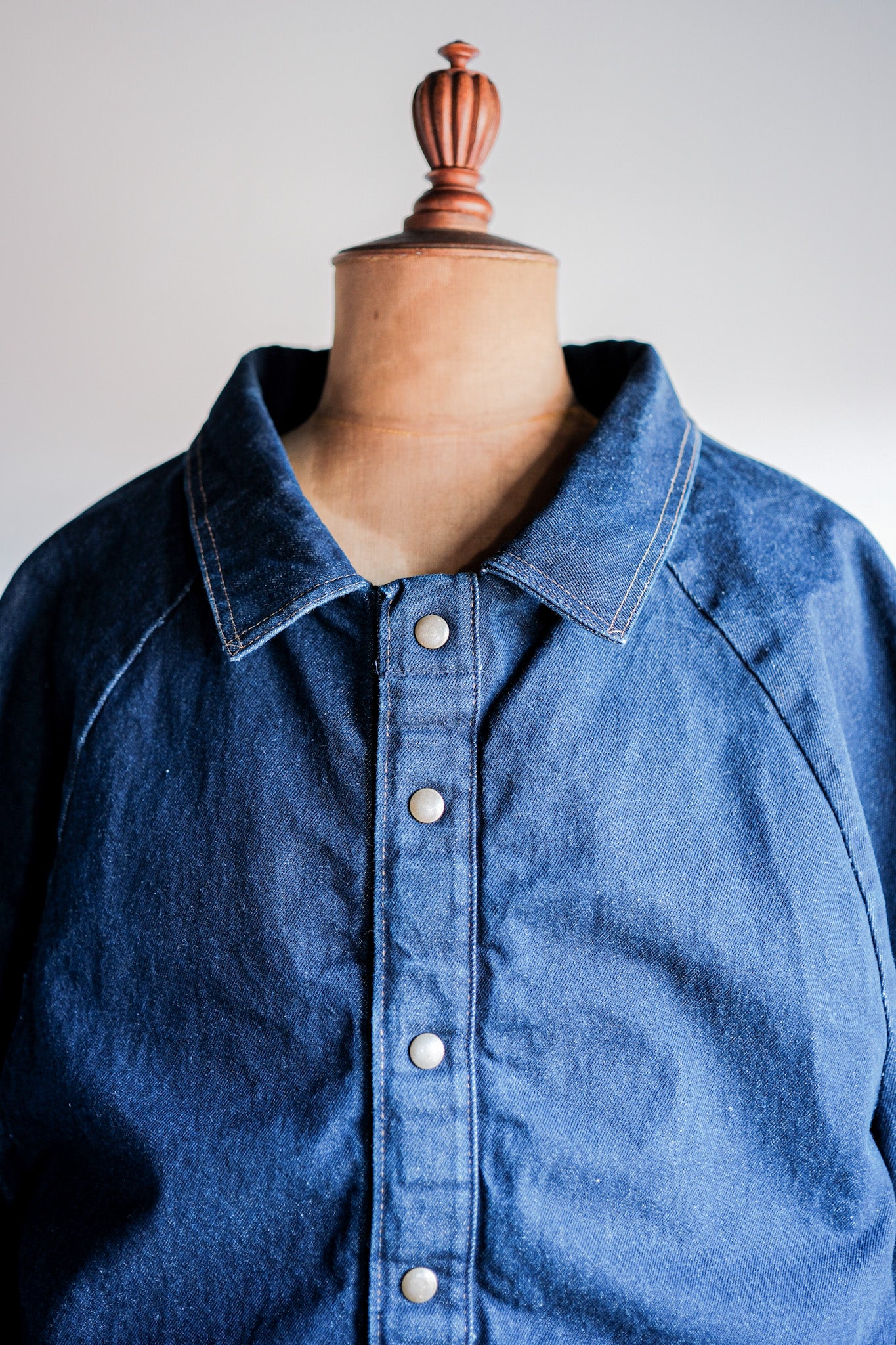 【~80's】American Vintage Raglan Sleeves Padded Denim Jacket Size.54