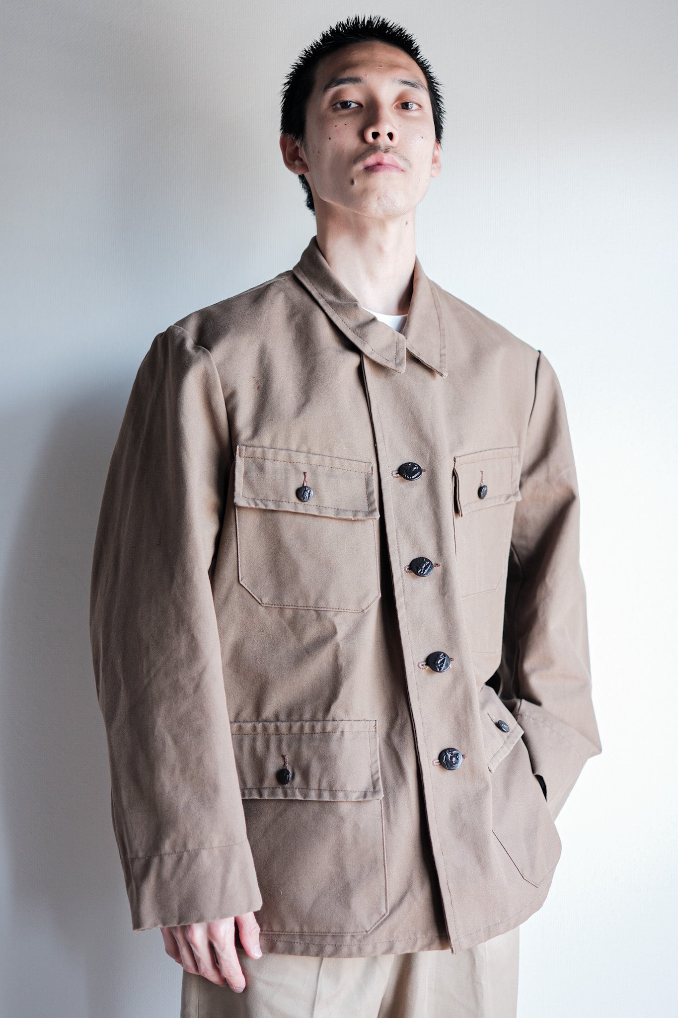 ［~50's］French Vintage Cotton Linen Canvas Hunting Jacket "Dead Stock"