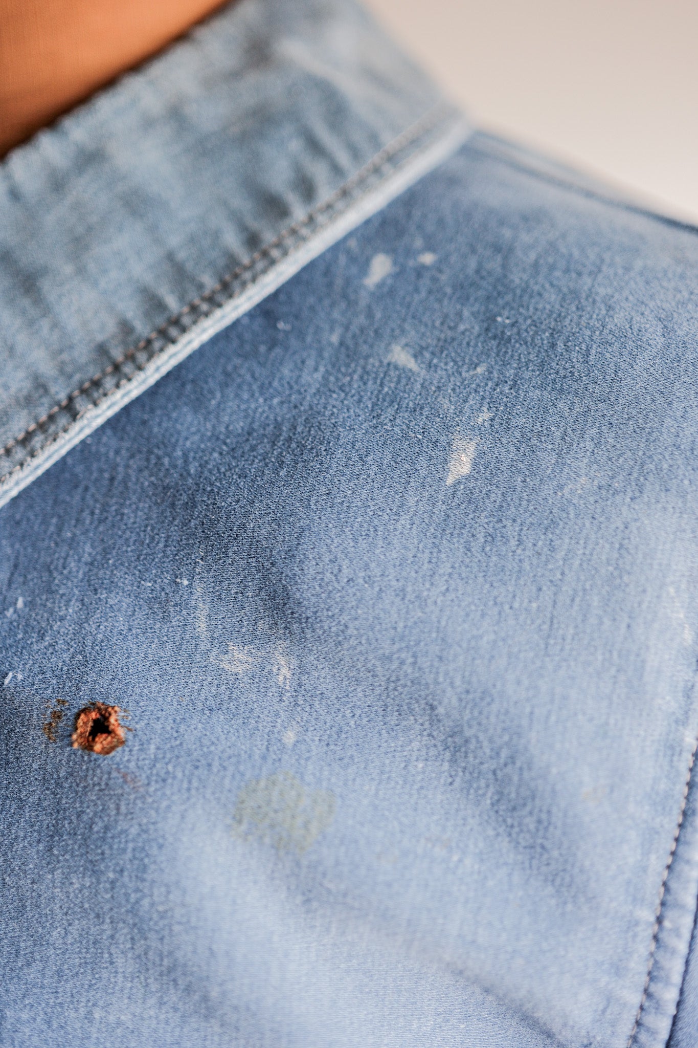 [~ 40's] French Vintage Blue Moleskin Work Jacket "Le Mont St. Michel"