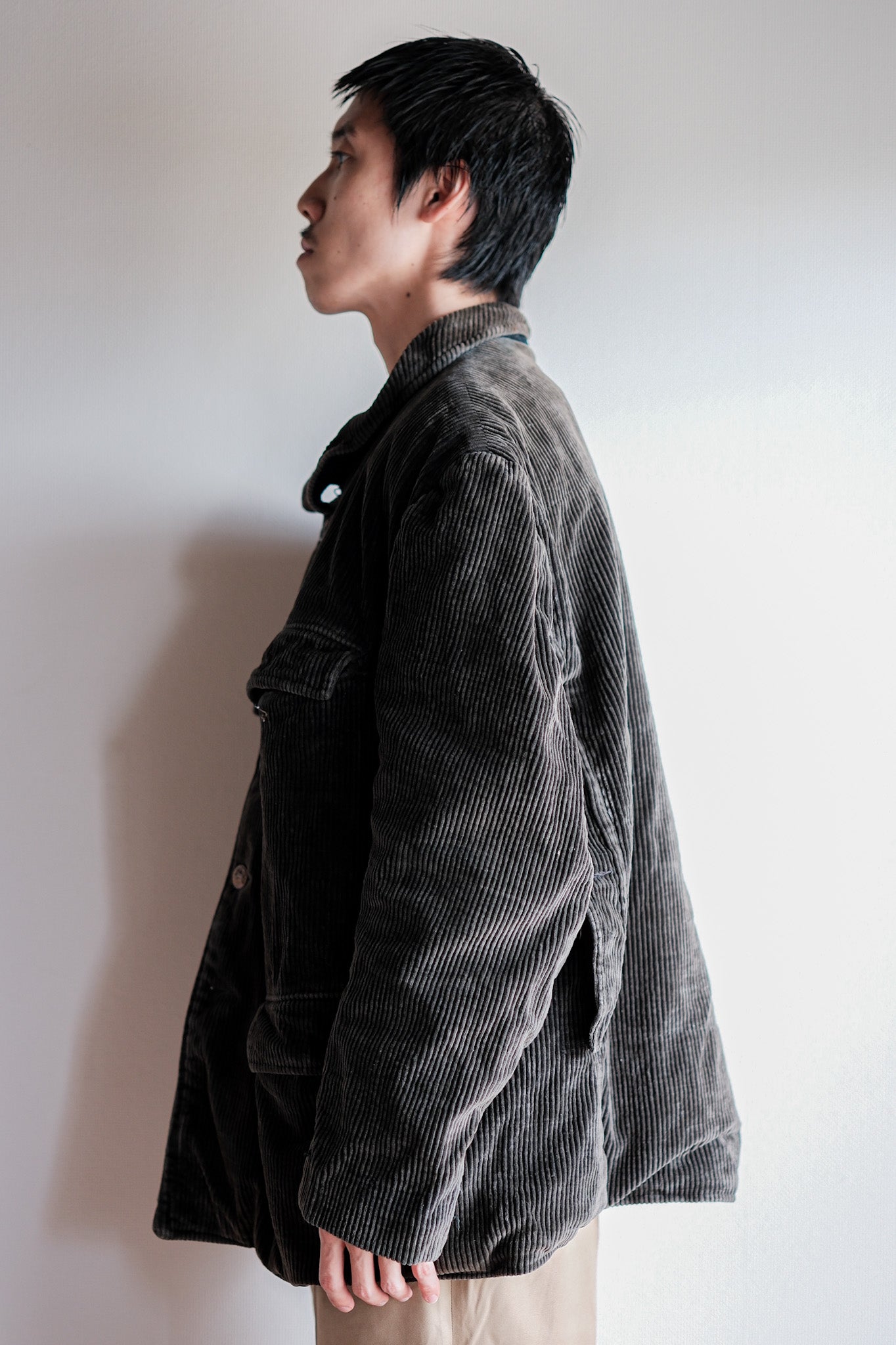 30's】French Vintage Dark Brown Corduroy Hunting Jacket 