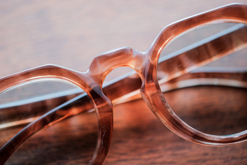 【~40’s】French Vintage Crown Panto Celluloid Frame "3 Dots"