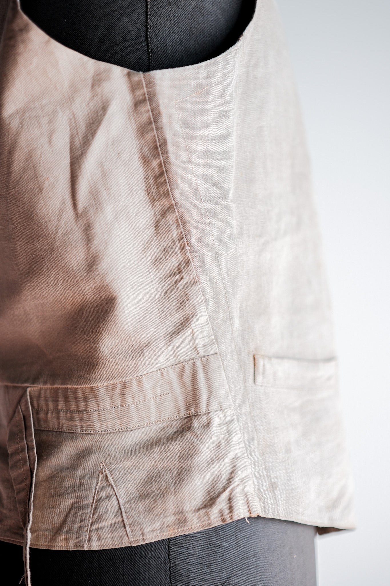 ［~40's］French Vintage Linen Work Gilet