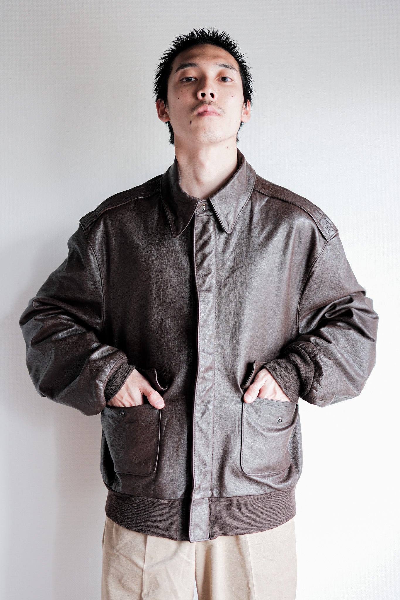 【~80's】Willis&Geiger A-2 Type Leather Flight Jacket Size.44 "Made in U.S.A."