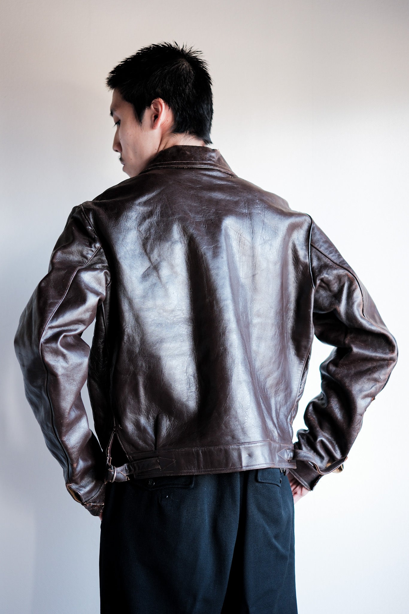 【~30's】French Vintage Hartmann Type Motorcycle Leather Jacket