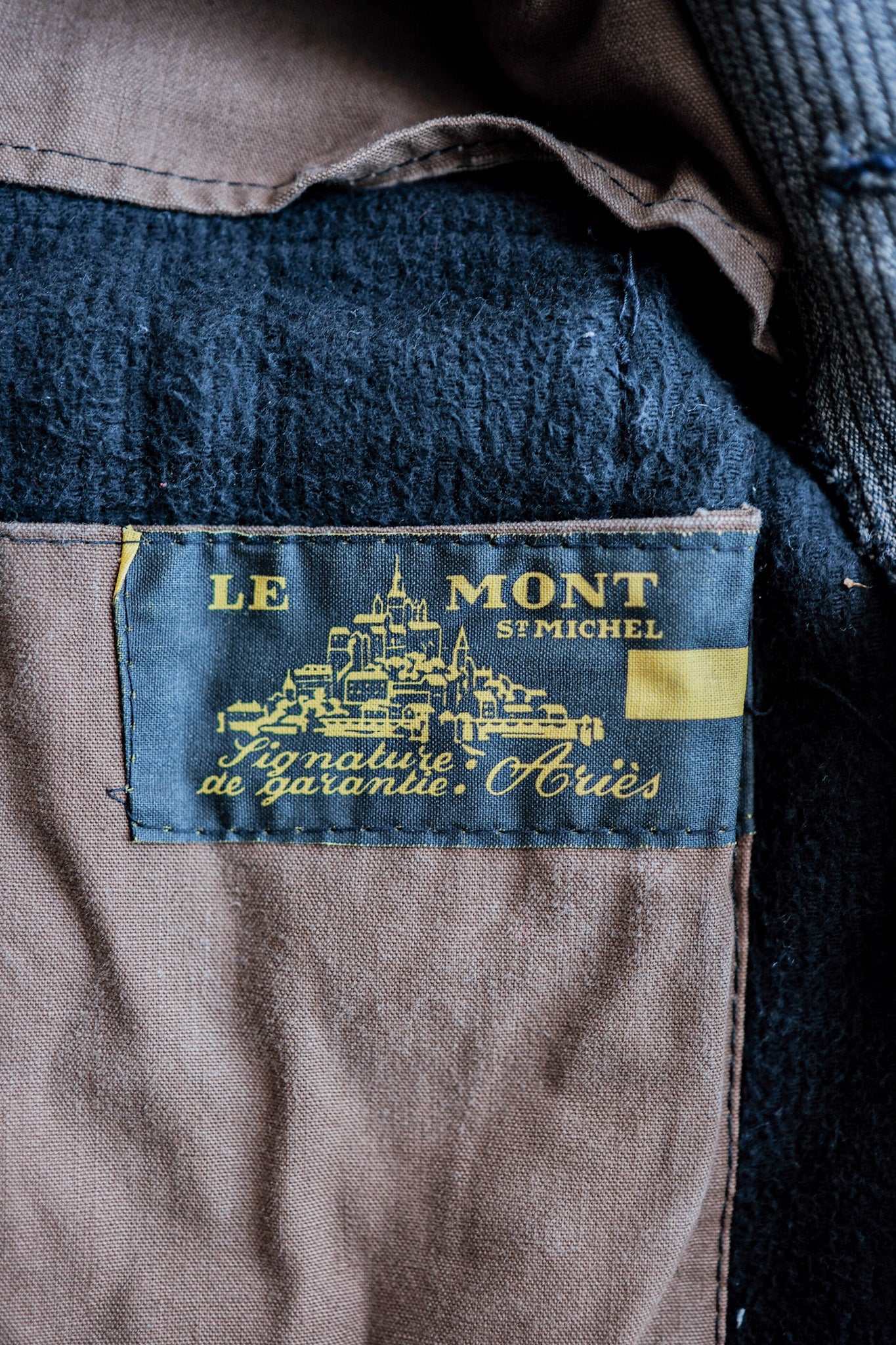 【~60's】French Vintage Brown Gray Salt & Pepper Cotton Pique Hunting Jacket "Le Mont St. Michel"