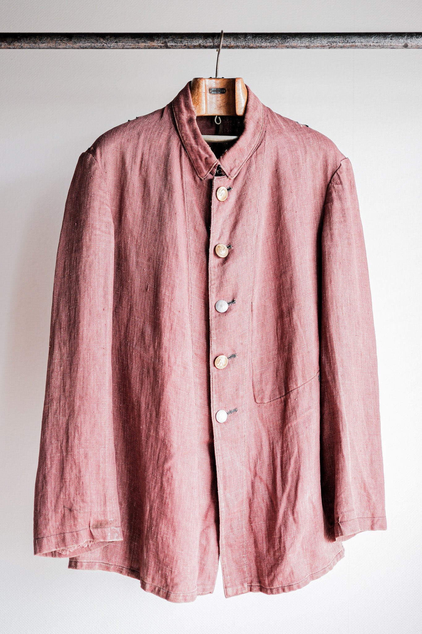 【~40's】German Army Drillich HBT Linen Jacket "Unusual Color"