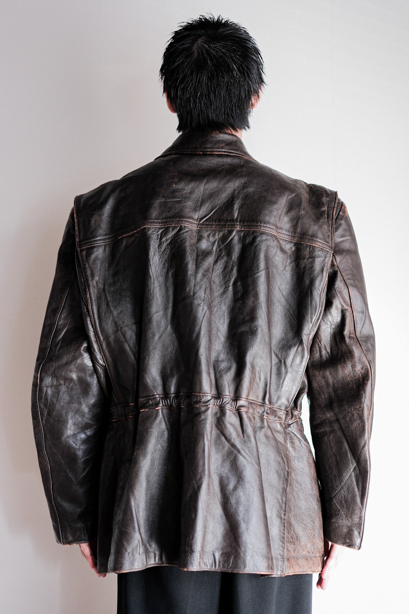 【~50's】French Vintage Cyclist Leather Jacket Size.52 "Adolphe Lafont"