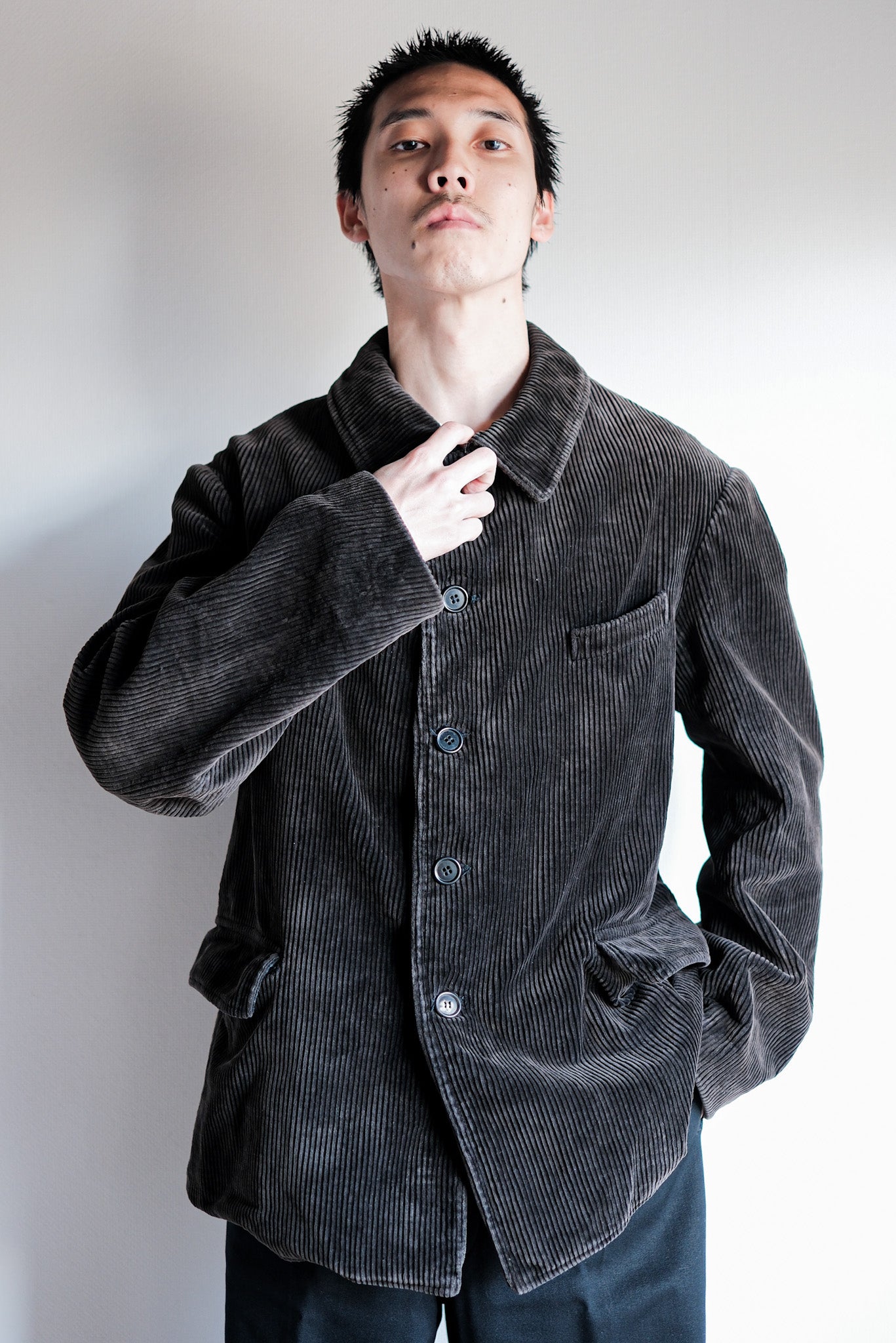 【~50's】French Vintage Dark Brown Corduroy Work Jacket