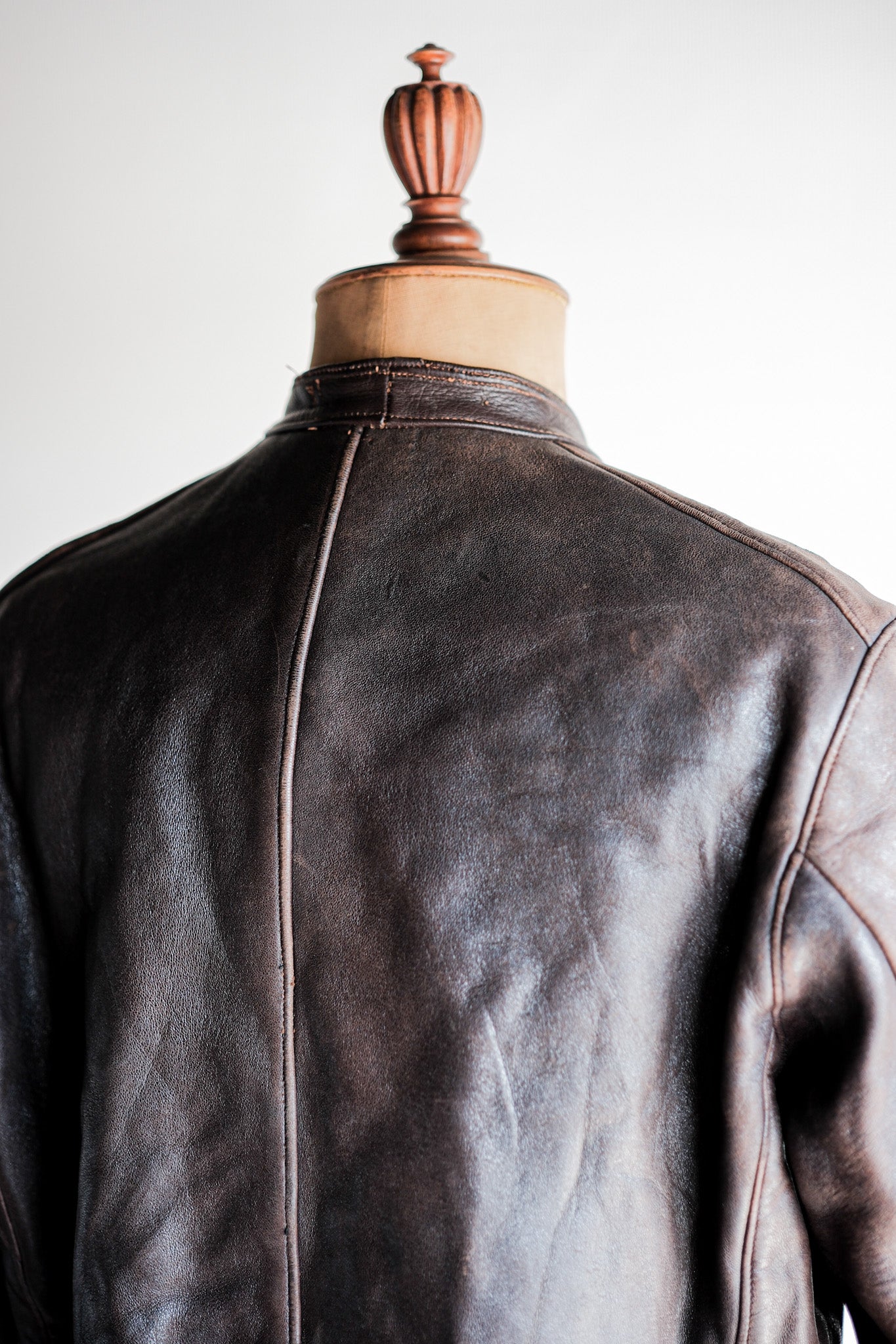 【~40's】Swedish Vintage Double Breasted Leather Jacket