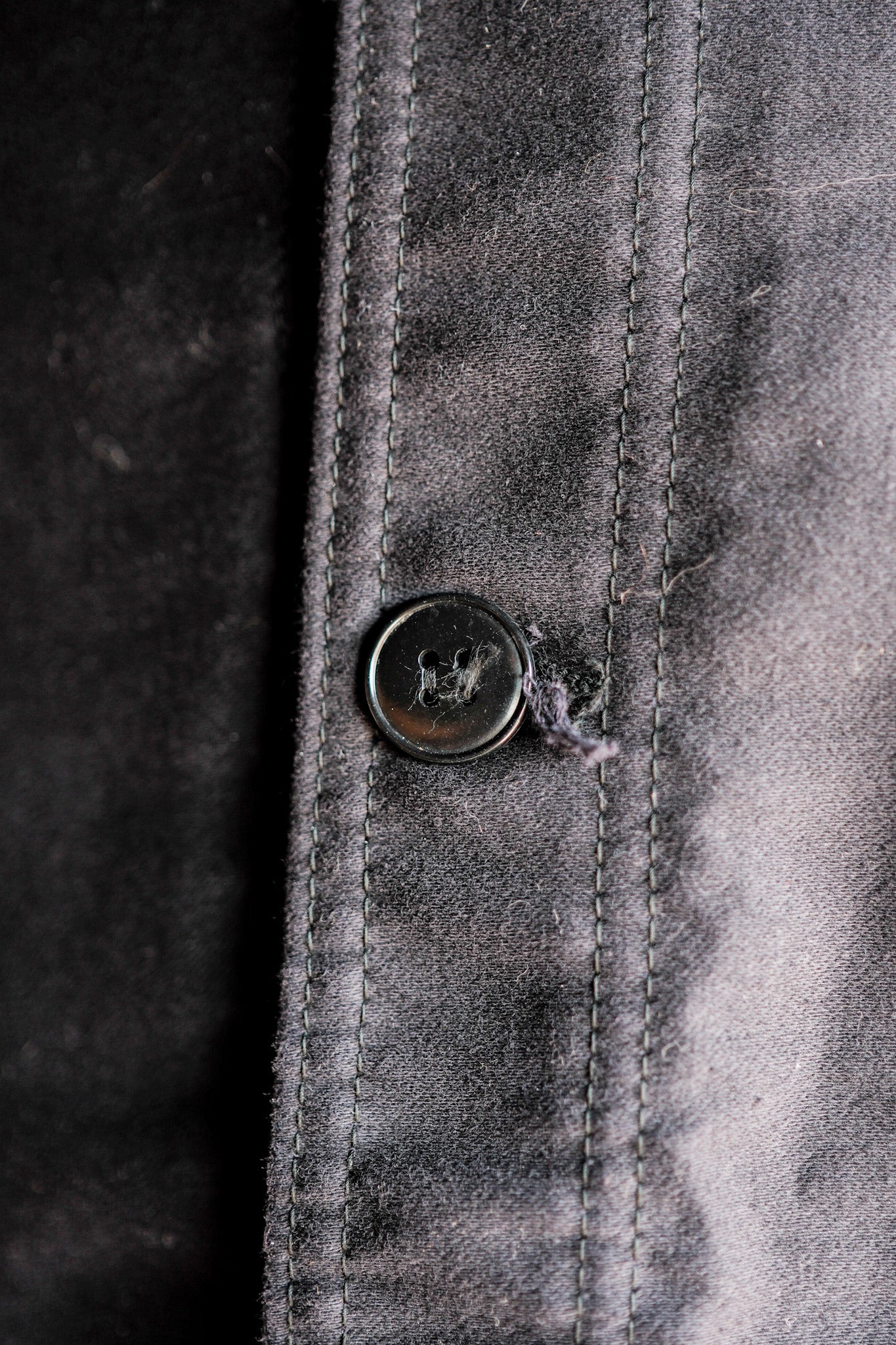[~ 60's] French Vintage Black Moleskin Work Jacket Size.50 "Le Mont Stockel" "DEAD STOCK"