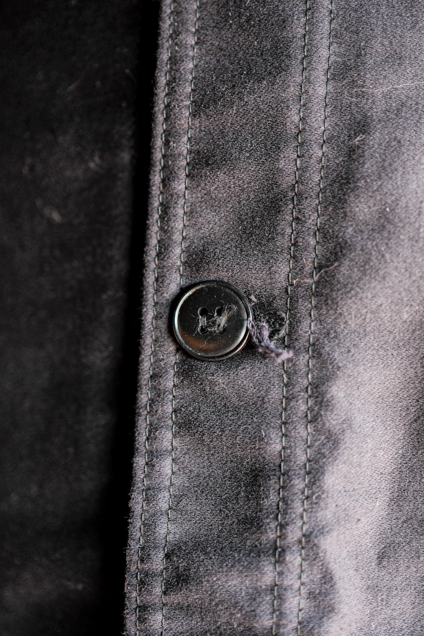 【~60's】French Vintage Black Moleskin Work Jacket Size.50 "Le Mont St. Michel" "Dead Stock"