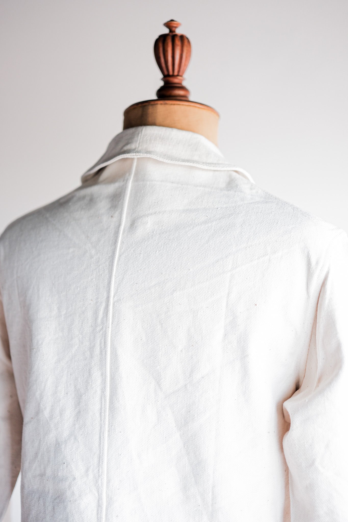 [~ 40's] French vintage coton blanc twil work veste de veste.48 "Stock mort"