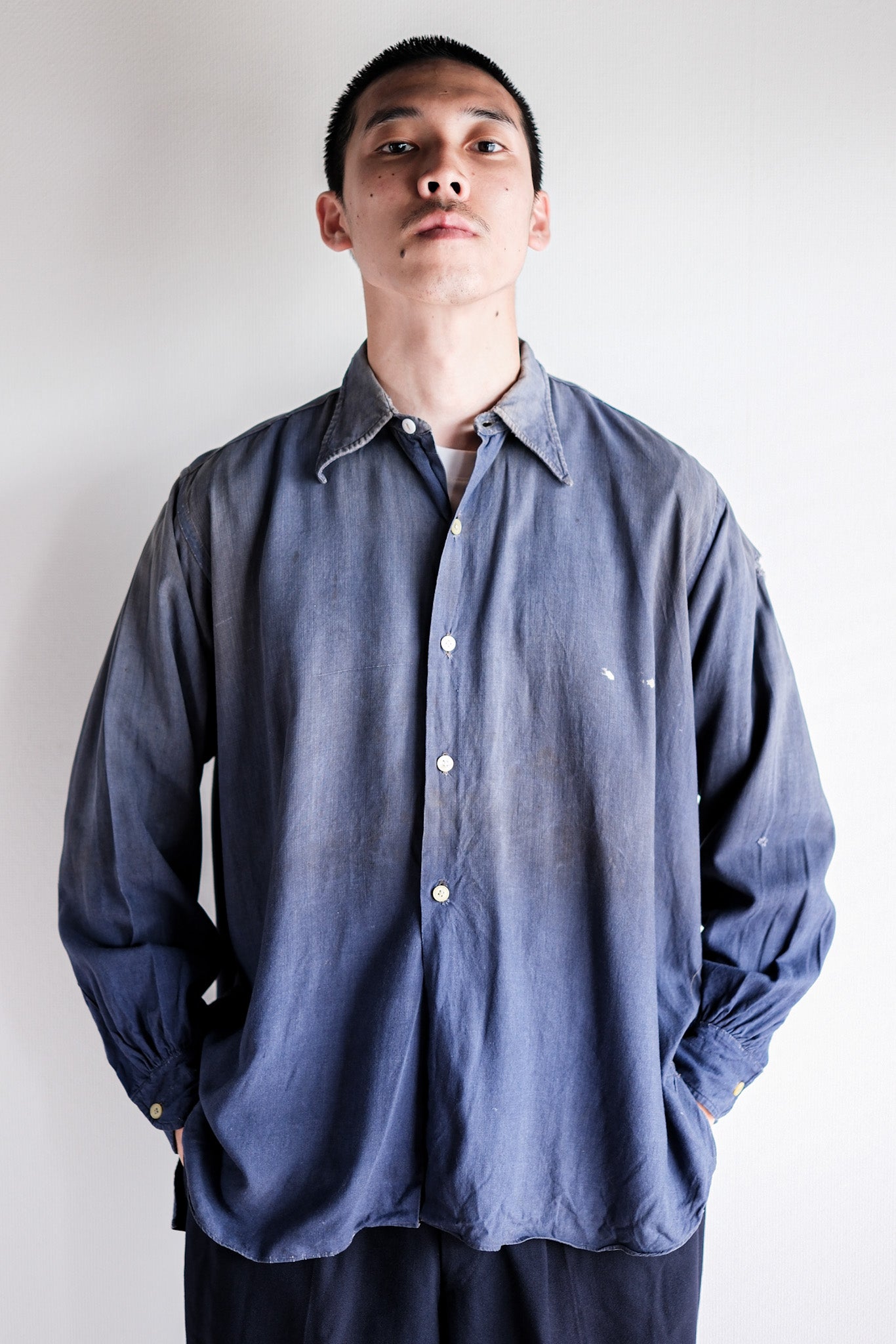 ［~40’s］French Vintage Indigo Linen Work Shirt