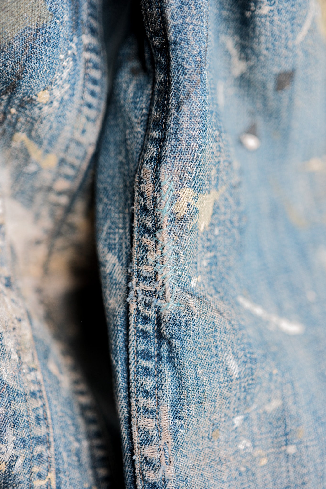 ［~40’s］U.S.NAVY Shawl Collar Denim Coverall “Crazy Paint”