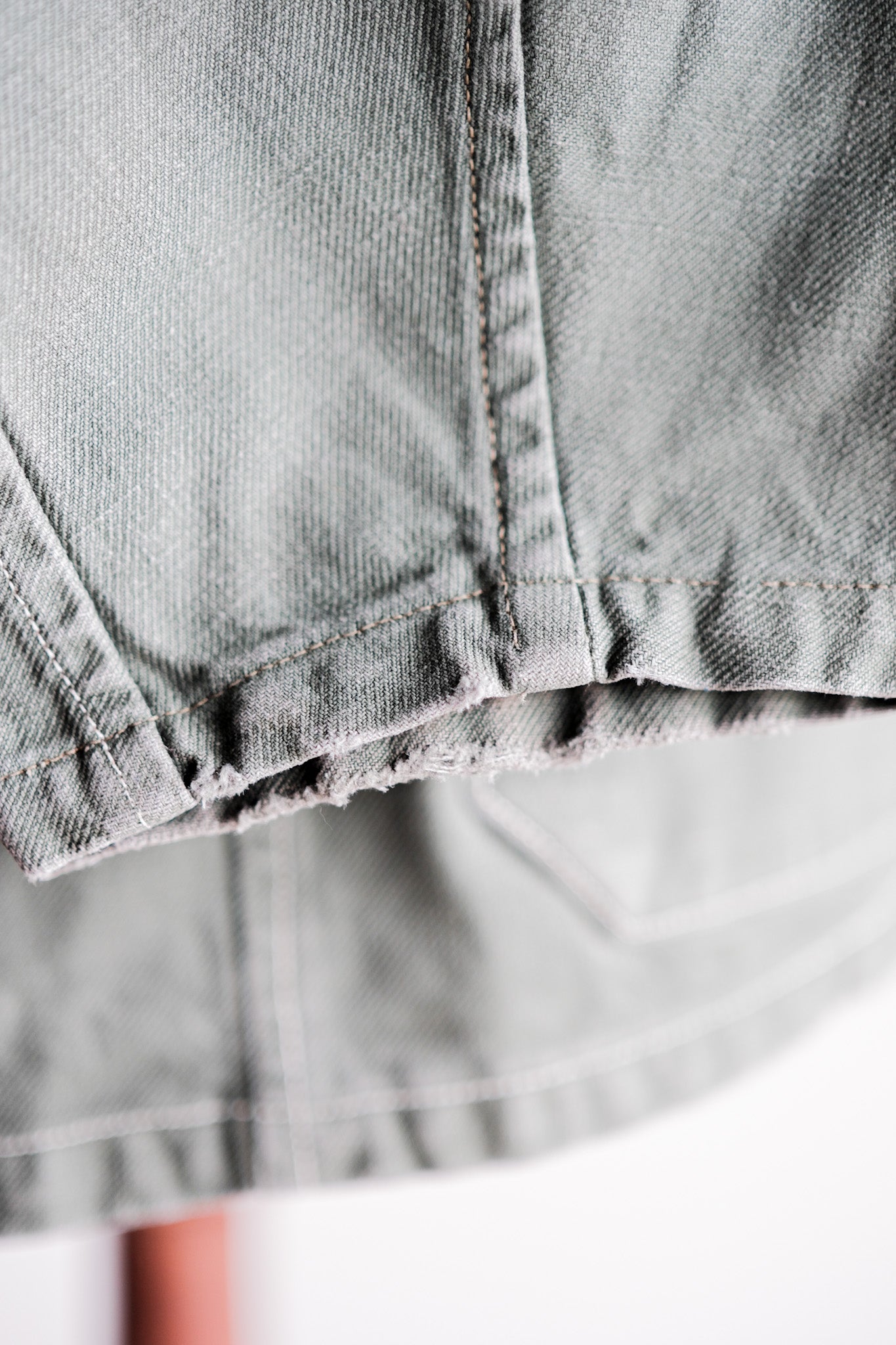［~50's］French Vintage Green Cotton Twill 4 Pockets Work Jacket "Unusual Pattern"