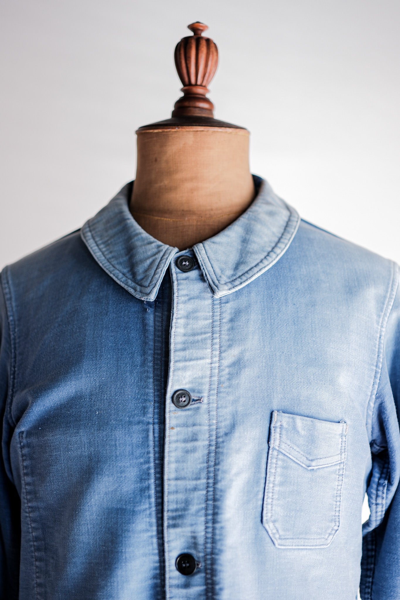 【~40's】French Vintage Blue Moleskin Work Jacket "4 Buttons"