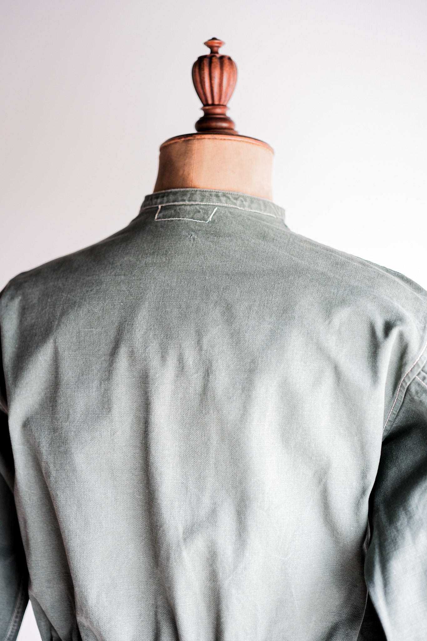 ［~50's］French Vintage Green Cotton Twill 4 Pockets Work Jacket "Unusual Pattern"