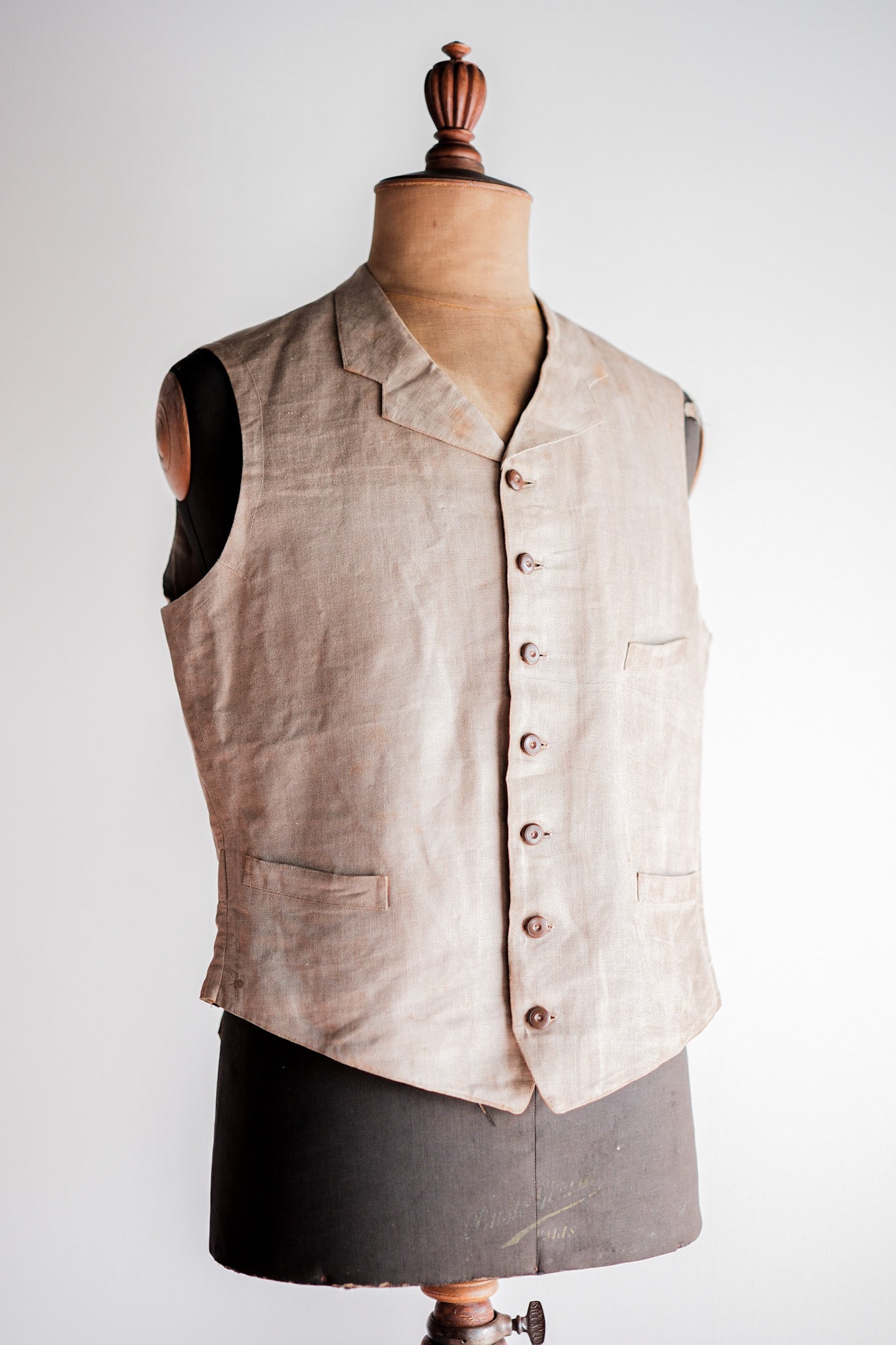 ［~40's］French Vintage Linen Work Gilet
