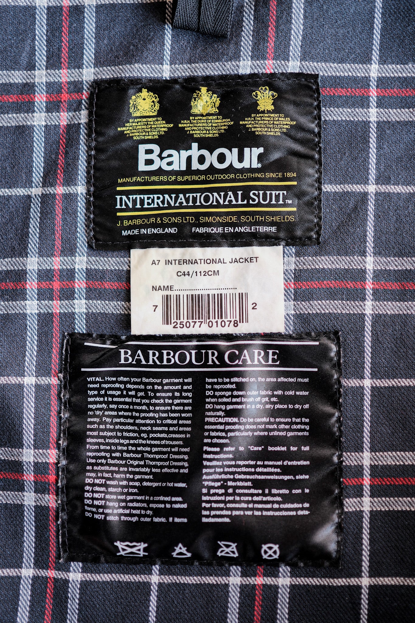 【~90's】Vintage Barbour "INTERNATIONAL SUIT" 3 Crest Size.44