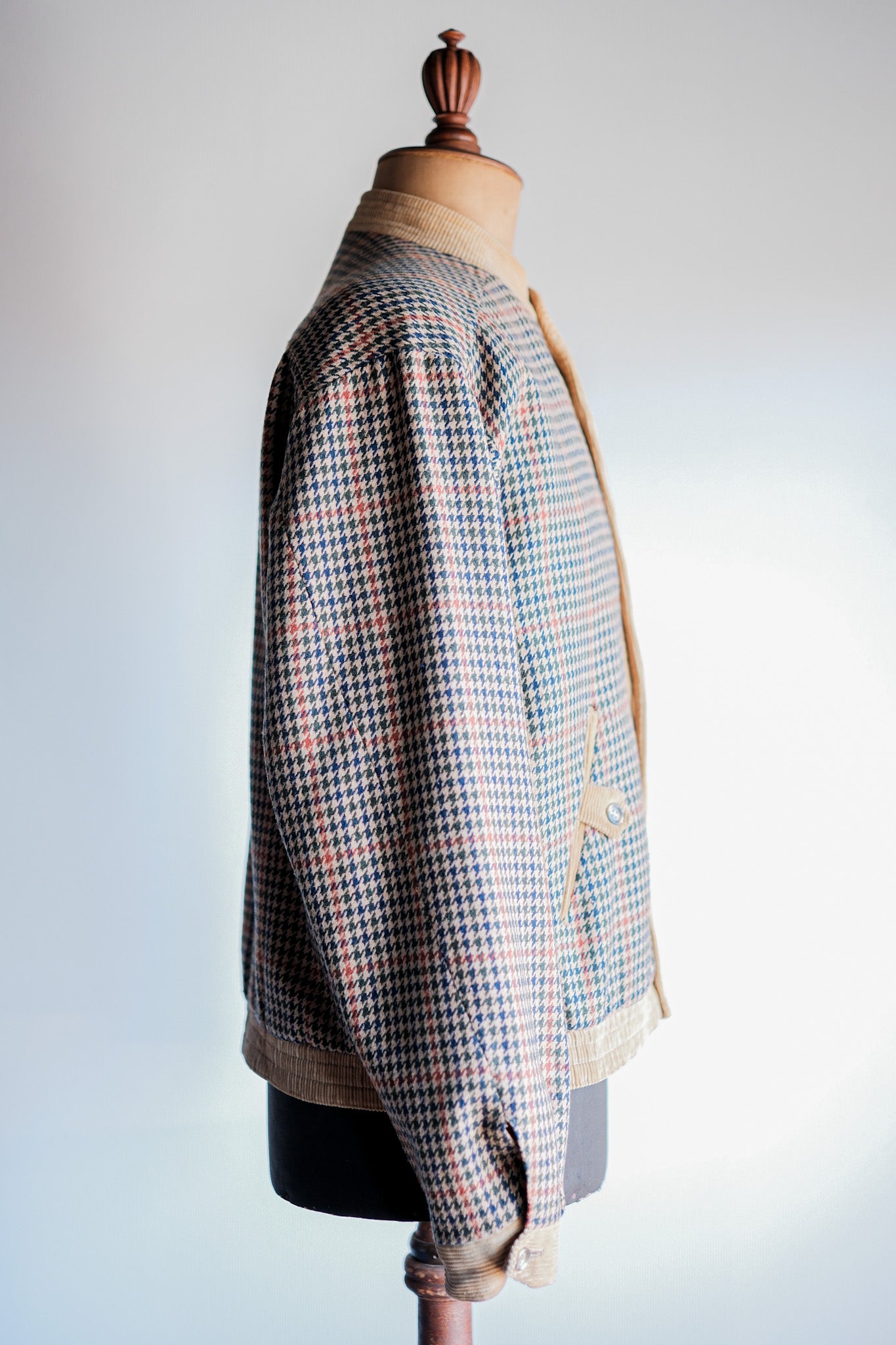 【~70's】British Vintage Houndstooth Wool Mix Jacket Size.38R "JAEGER"