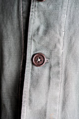 【~50's】French Vintage Green Cotton Twill 4 Pockets Work Jacket "Unusual Pattern"