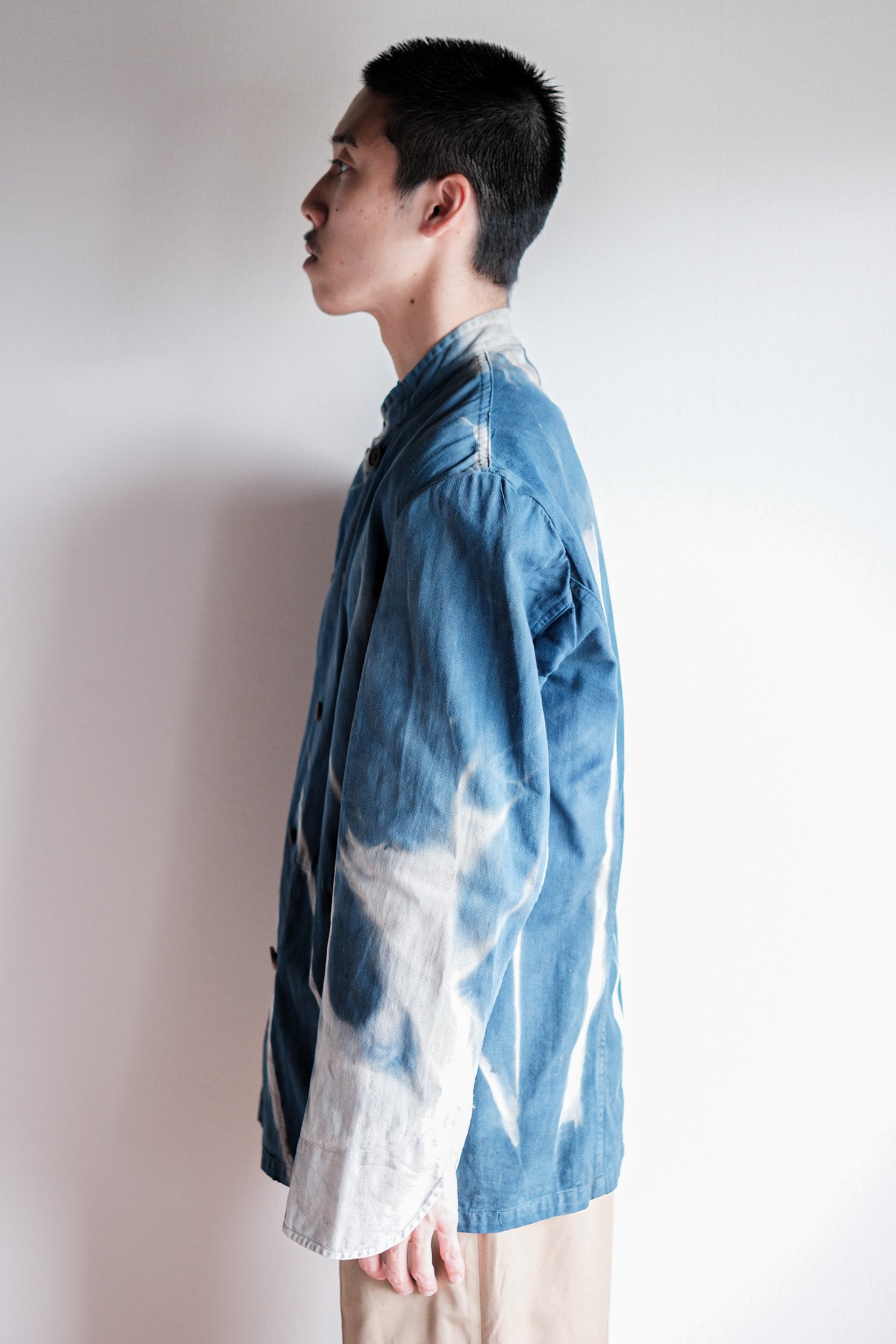 Veste de travail à double poitrine en coton indigo "Karim Hadjab" "4 Seasons"