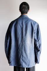 [~40's] เสื้อแจ็คเก็ตผ้าฝ้ายลาย Drillich Indigo ของกองทัพเรือเยอรมัน "Kriegsmarine"