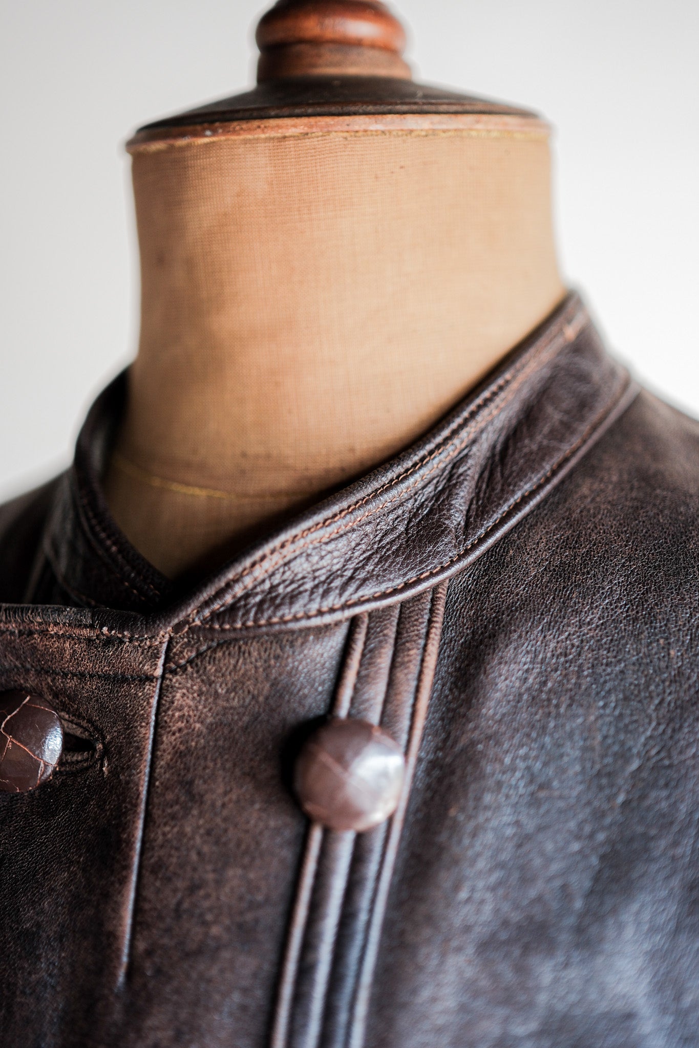 【~40's】Swedish Vintage Double Breasted Leather Jacket